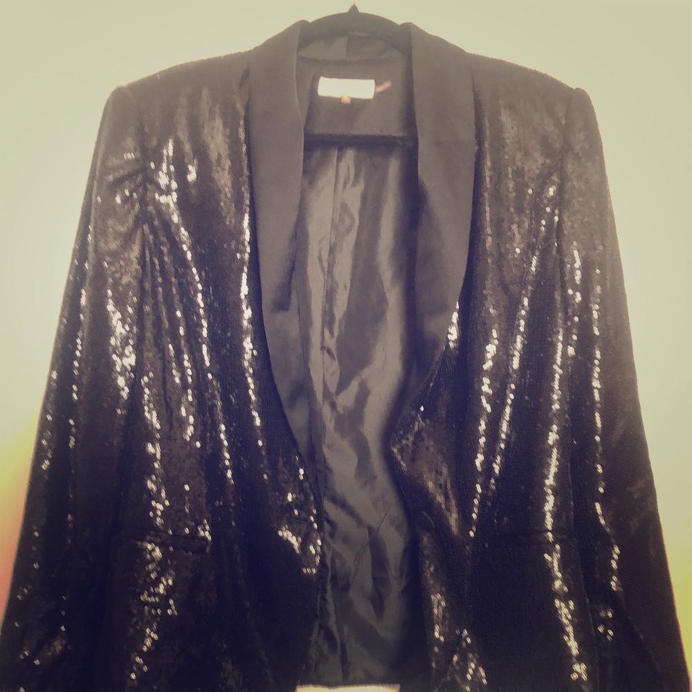 Black Sequin Calvin Klein Size Large Jacket